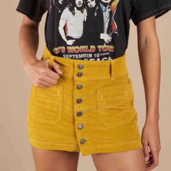 Free People Dresses & Skirts - Free People Joanie Corduroy Mini Skirt in Mustard Yellow size 26